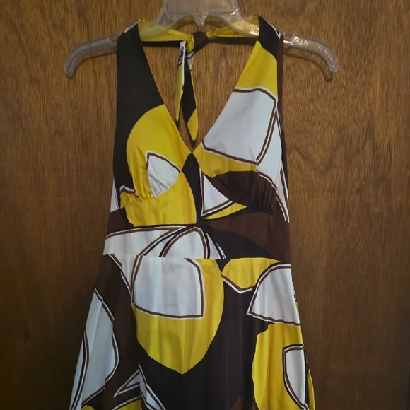 Madison Leigh Yellow and Brown Midi Dress - Picture 1 of 3